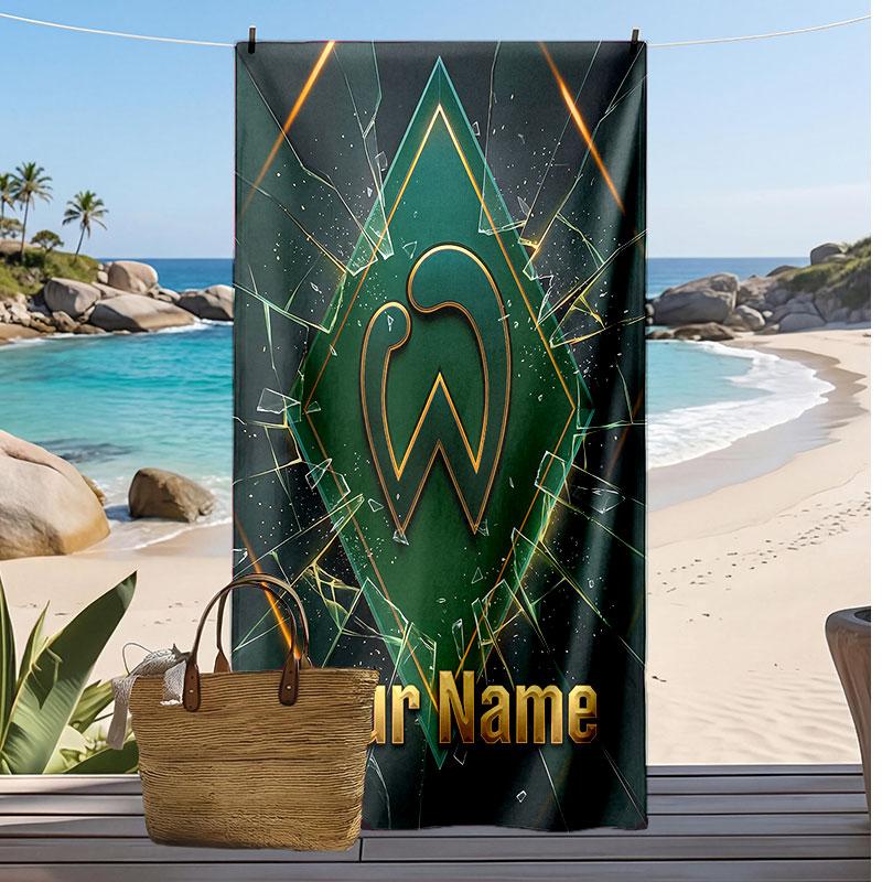 Telo Mare Personalizzato Stampato Werder Bremen FC Logo Calcio Supporto Nome Testo Personalizzato Asciugamano Assorbente Per Sport Viaggio Regalo Speciale