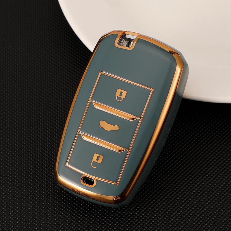 Changan Car Key Case for CS75: Gold-Edged Oshan TPU Key Cover