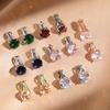 Women's Trendy Gold Color Copper Clip Earrings With Round Cubic Zirconia Crystal Metal For Party Wedding Daily Wear