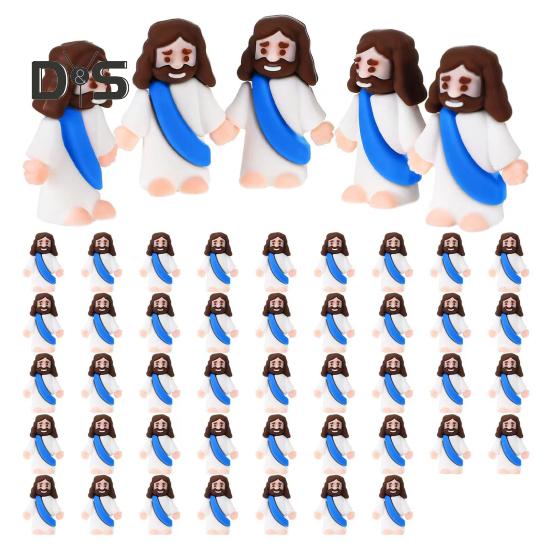 12/48 stk Mini Jesus-figur PVC Frelser Jesus Figurmodell Statue Skulptur Skrivebordsdekorasjon påskepryd Julefestivalgave