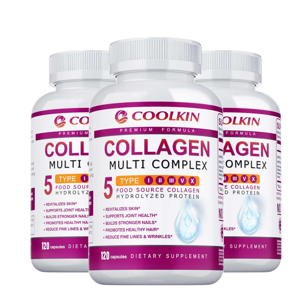 Type 5 Complex Hydrolyzed Collagen Capsules, Skin Care, Hair Care, Nail Care, Joint Care, Adult Dietary Supplement
