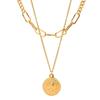 Youthway Stylish Golden Triple Layer Chain Necklace Classic Coin Pendant Tarnish Free Stainless Steel Women Statement Jewelry