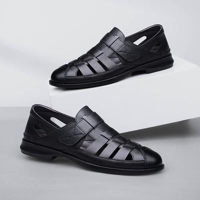 Fashion 2025 Summer New Men's Leather Casual Shoes Breathable Sandals Outdoor Commuting Men's Business Work Shoes Simple Versatile