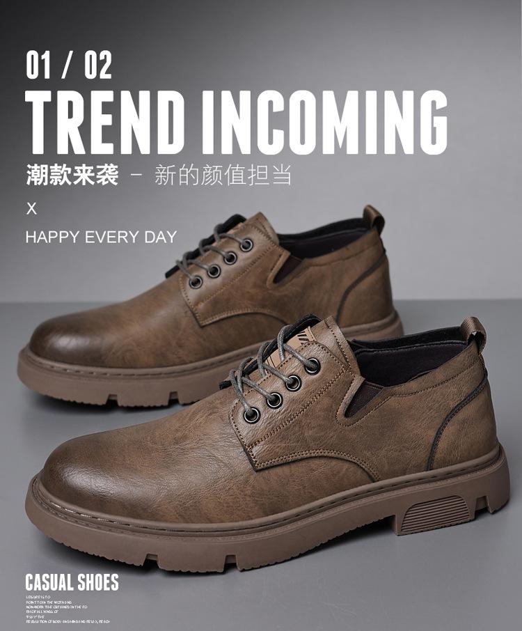 2025 spring and autumn new men's business casual leather shoes tooling big head leather lace-up men's shoes youth tide shoes 3035