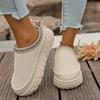 Fashion Snow Boots Women Winter 2025 New Wear Slip-on Slippers Retro Platform Khmer Slippers