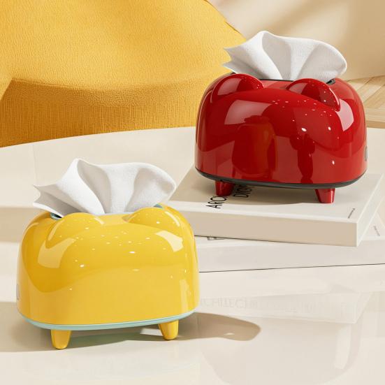 Cute Cat Tissue Dispenser Box Cartoon Tissue Paper Holder Desktop Plastic Napkin Storage Box for Car Home Bathroom Kitchen Office Decor