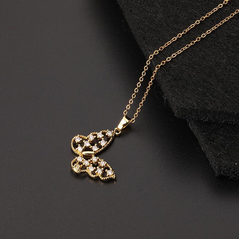Trendy Zircon Butterfly Pendant Necklace For Women Small Collarbone Chain With Colorful Zirconia