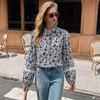 Womens Vintage Floral V-Neck Long Sleeve Blouse Loose Fit Elegant French Style Shirt 2026