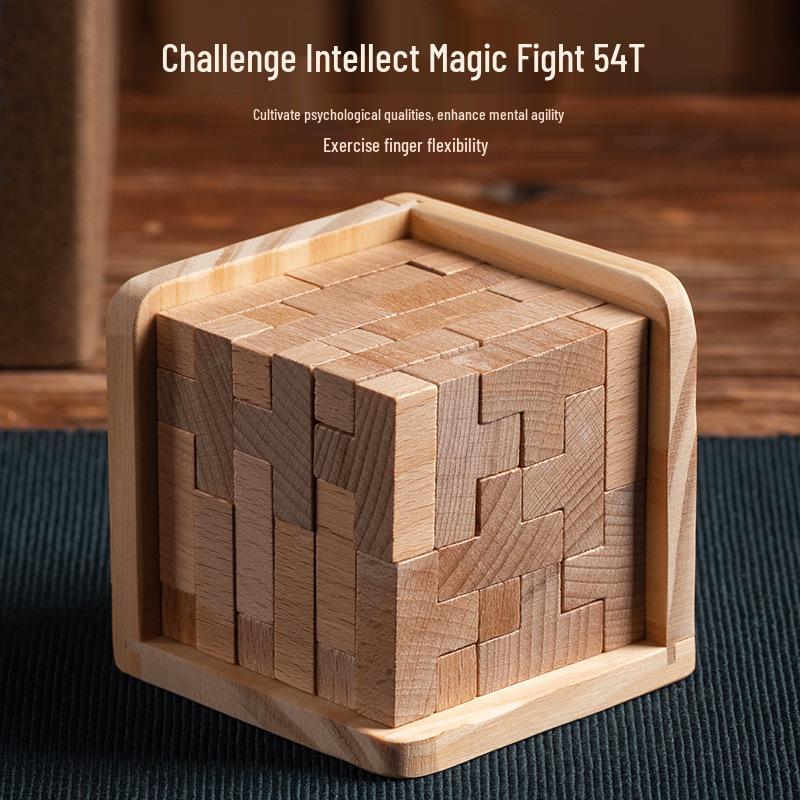 Magic Fight 54: Classical Wooden Luban Kongming Lock - Challenging Educational Toy for Children