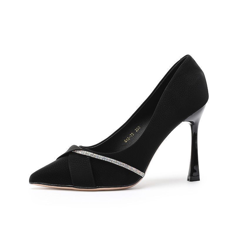 High Heels For Women With Sharp Toe Slipon Elegant Pu Dress Footwear For Office And Spring