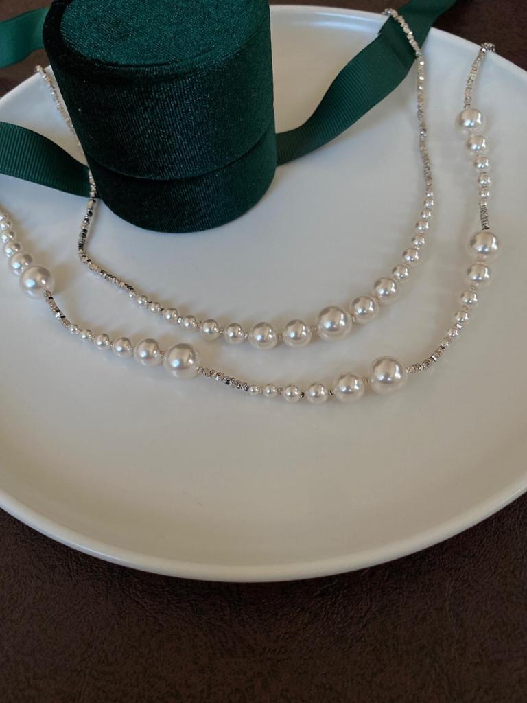 S925 Sterling Silver Large Pearl Smile Necklace for Women - Light Luxury Clavicle Chain