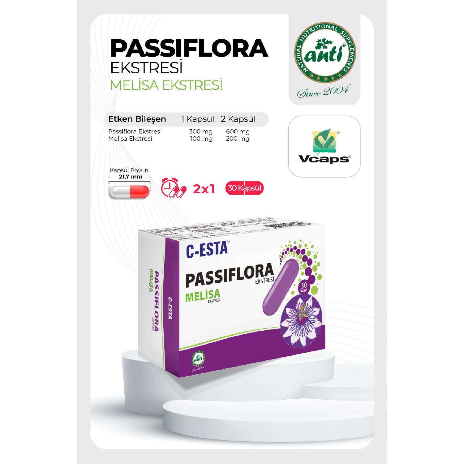 

C-esta Passiflora Melisa Extract 30 Capsules