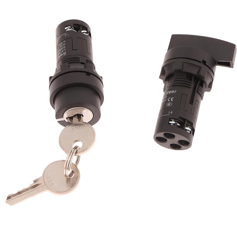 22Mm Key Knob Switch 1No1Nc 2/3 Position Self Locking Select Rotary Power Button Lock Switch Power Conversion Switch 10A On Off