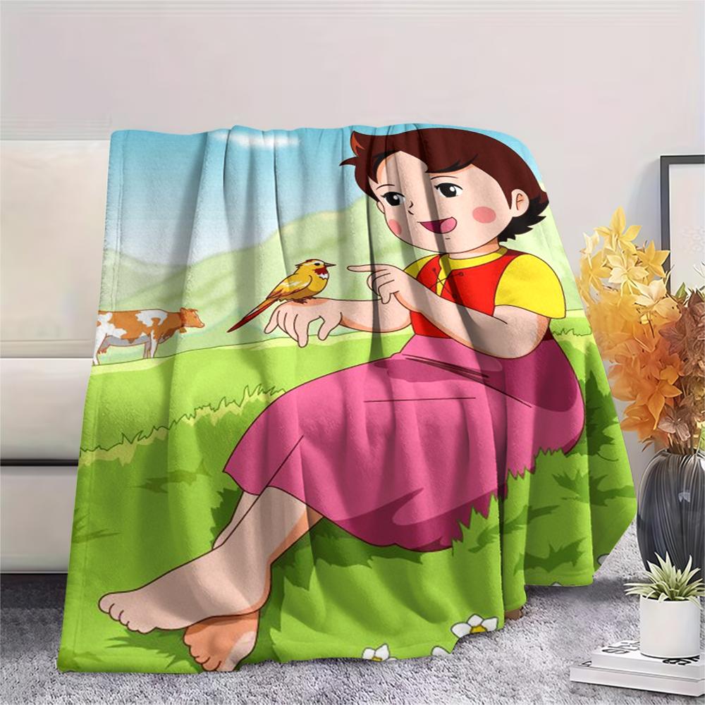 1pz Coperta in Flanella con Stampa Heidi, Alta qualità Confortevole per Tutte le Stagioni, Decorazione per la Casa, Calore e Comfort, Perfetta per Regali di Natale
