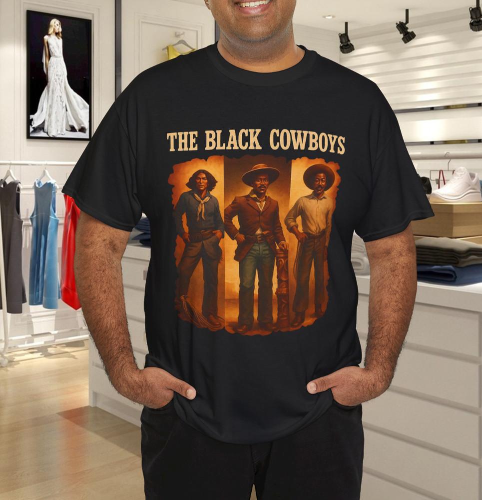 

Черная ковбойская западная родео меланин история черных техас мужская футболка XL