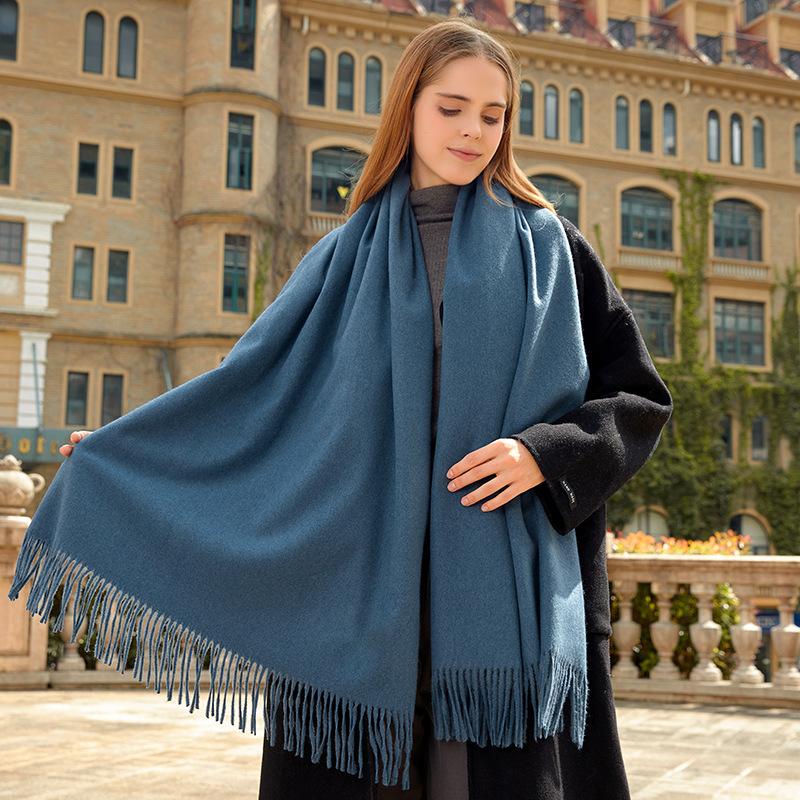 Wool Scarf Autumn and Winter Korean Style Cashmere Scarf Women's Winter New Style Women's Shawl Solid Color Scarf Versatile