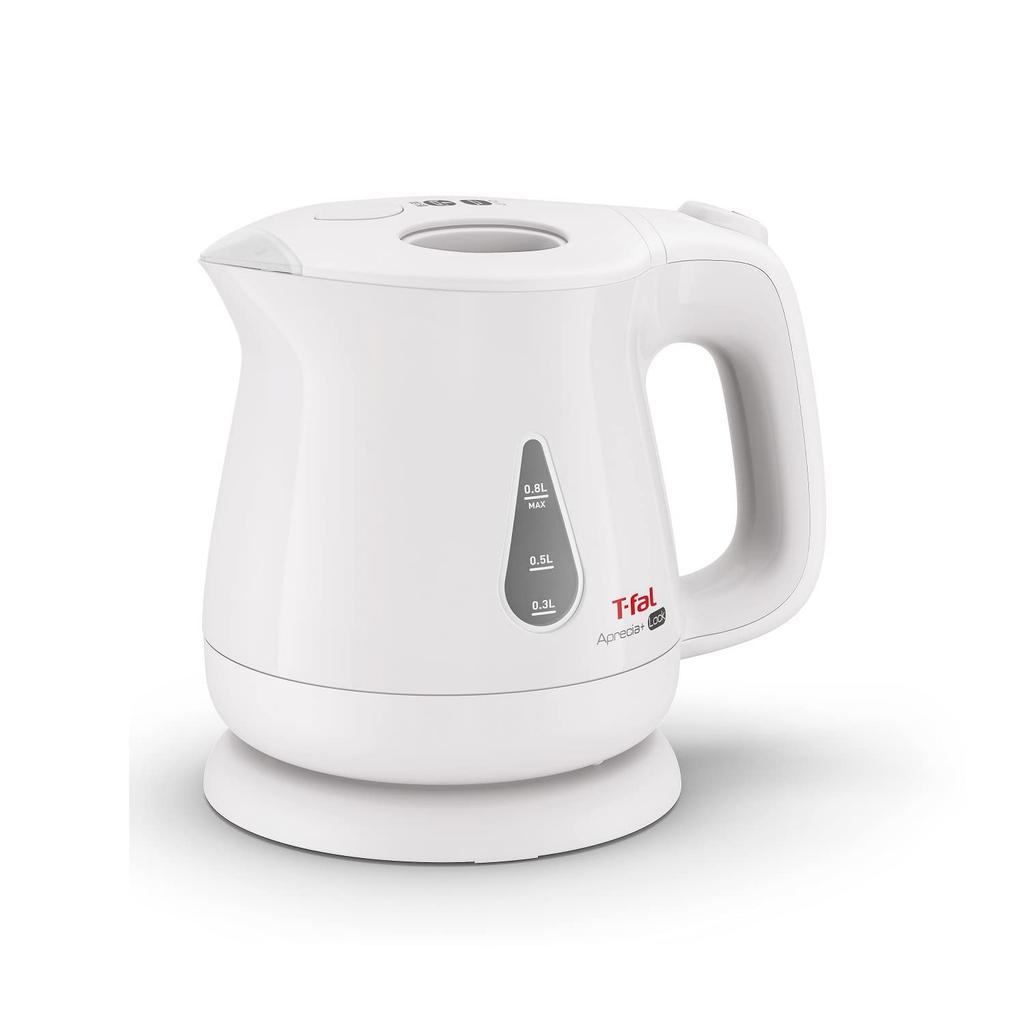 Tefal Electric Kettle Plus Lock KO5401JP 0.8L, Spill-proof Lock, Steam-Saving Design, "Apresia White"