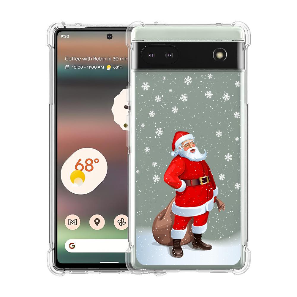 Christmas Four-Corner Drop-Proof TPU Case for Google Pixel 8 Mobile Phone - Festive Design