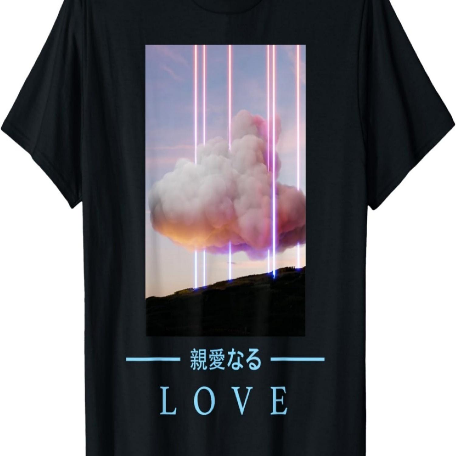 

Retrowave - LOVE - Art Aesthetic Vaporwave Anime T-Shirt S чёрный