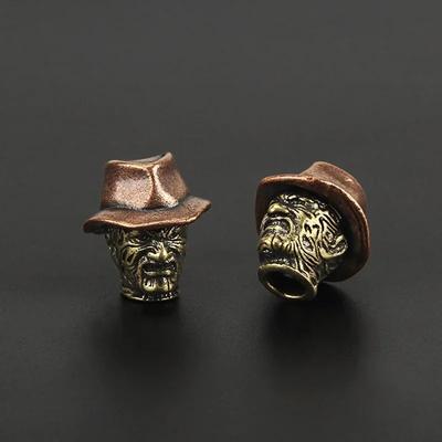 1pcs Vintage Hat Brass Knife Beads Umbrella Rope Pendant Key Chain Accessories Copper Paracord Bead