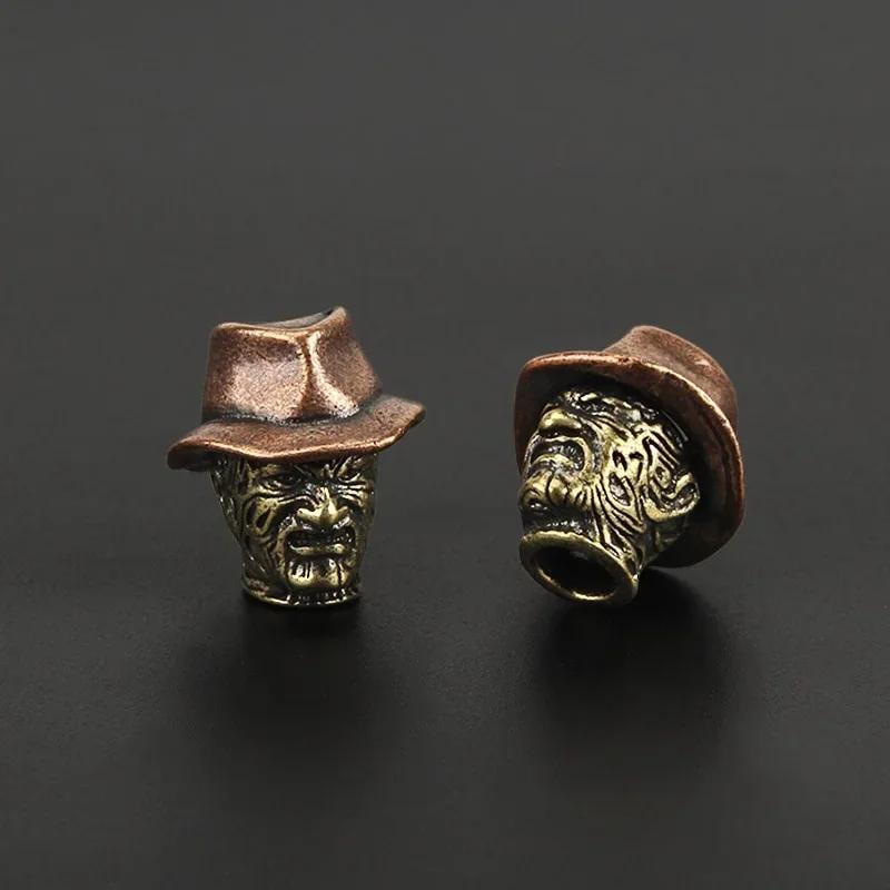 1pcs Vintage Hat Brass Knife Beads Umbrella Rope Pendant Key Chain Accessories Copper Paracord Bead