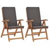 Day and Night - Day and Night Reclining Garden Chairs and Cushions 2 Pcs Solid Teak Gray