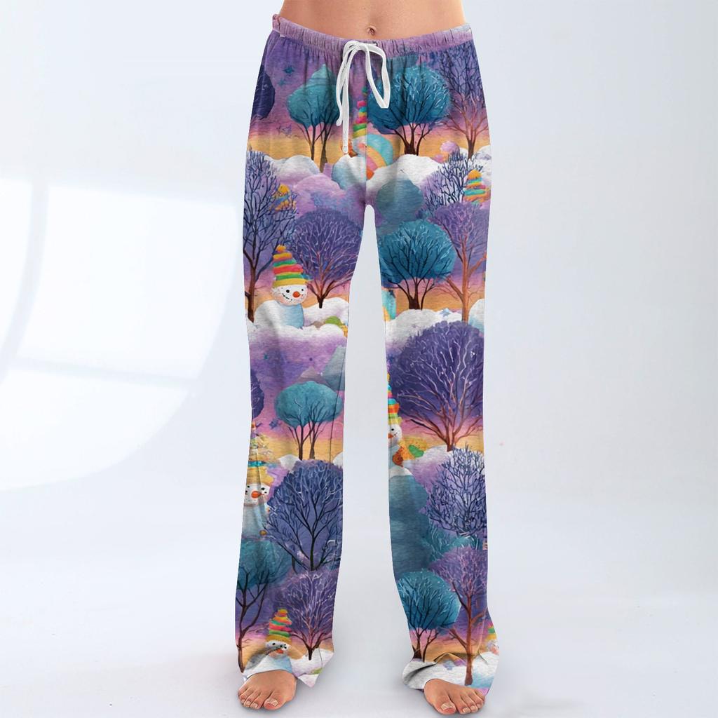 Women's Casual Fashion Christmas Printed Trousers Plush Casual Pants