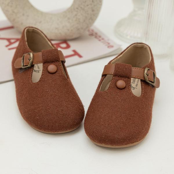 

Фетровые лоферы на пуговицах унисекс Baby Jam коричневые-BB359