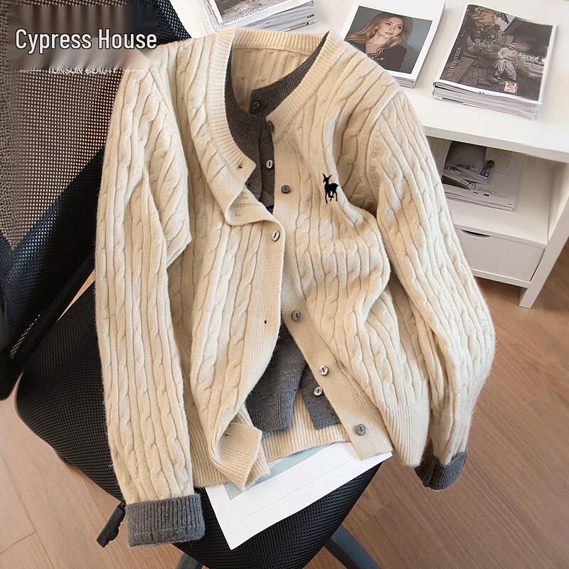 

Women s Color-Block Faux Two-Piece Knit Cardigan M