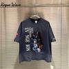 RogueWave Printed Women Men Washed Heavy Cotton T Shirts Tees Ripped Men Casual T Shirt