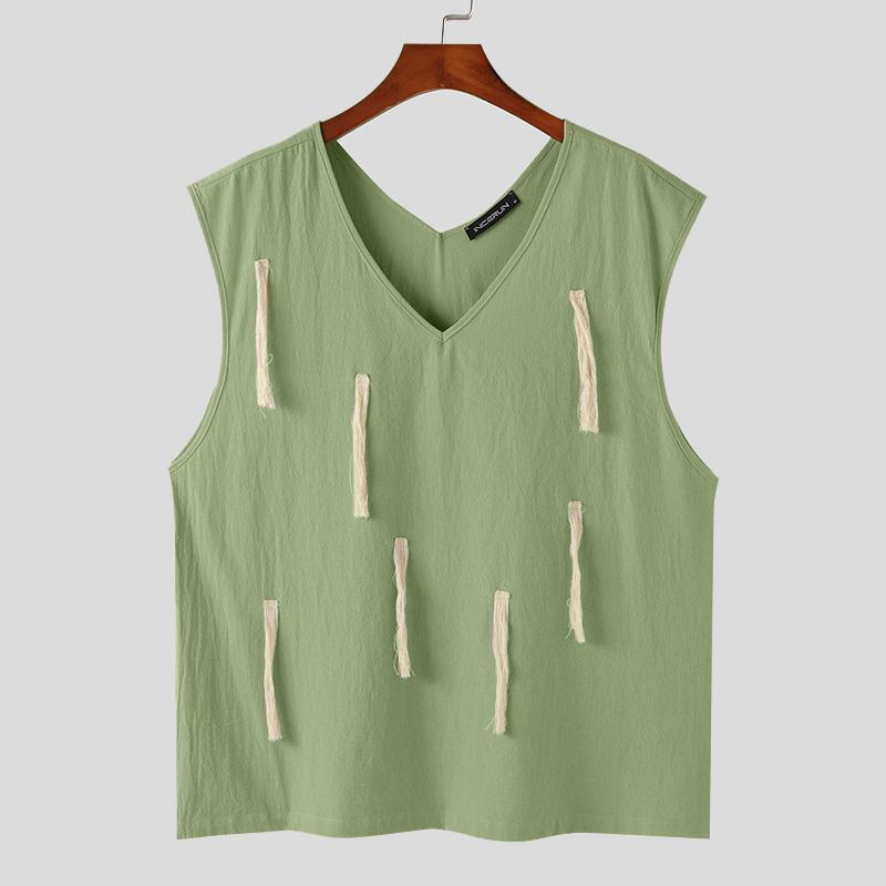 

INCERUN Летние мужские майки без рукавов с кисточками, повседневные свободные футболки S