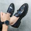 Men's 2023 Patent Leather Double Buckle Loafers with Thick Heel and Sole