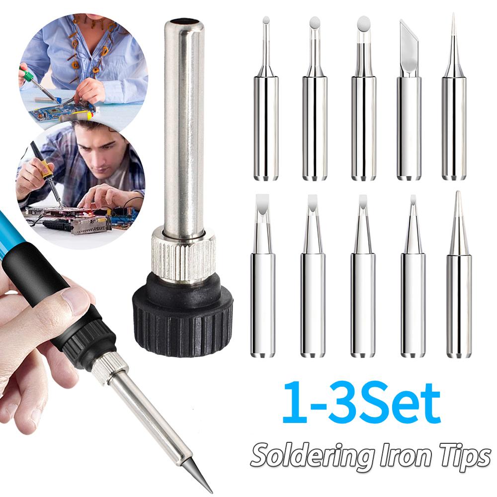 1-3Set Soldering Iron Tips with Welding Sleeve 900M Lead-Free Solder Iron Tip Replaceable Soldering Tip Welding Station Tools