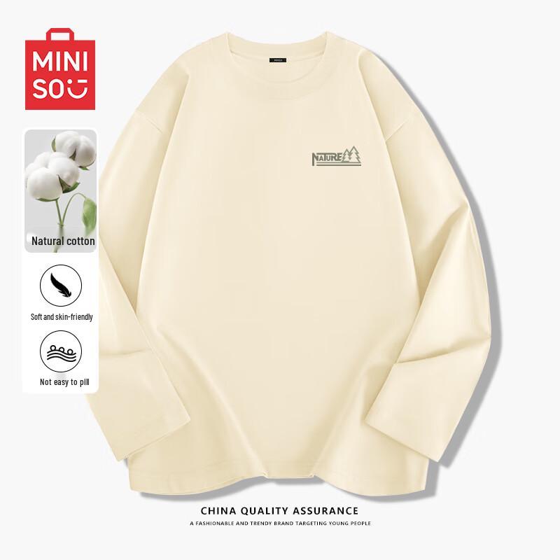 MINISO Men s Pure Cotton Long-Sleeve T-Shirt 4XL