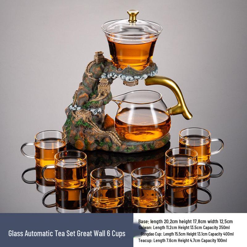 

Жаростойкий стеклянный чайный набор для кунг-фу с чайной чашкой, чайником и гайванью - автоматический бытовой набор