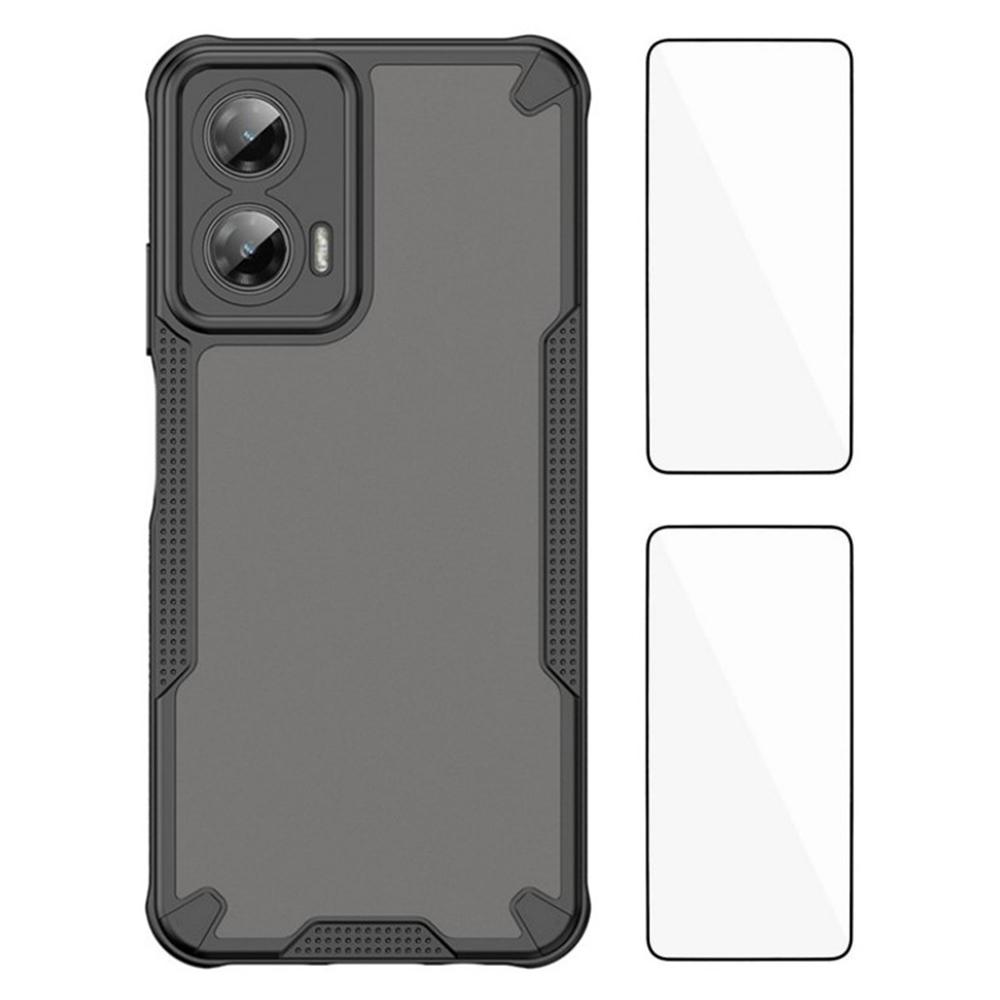 

Серія WANLONFENG MFFJ Для Motorola Moto G35 5G Задня кришка з 2 шт. загартованого скла Чохол для телефону з ТПУ+акрилу Black