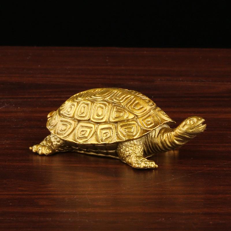 Brass - Small Money Pair Thousand-Year Fu Lu Shou Three-Generation Turtle Ornaments W