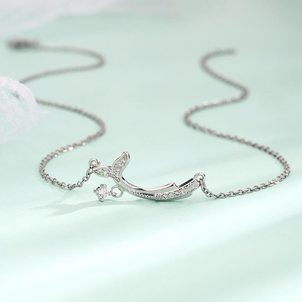 Flash Diamond Mermaid Tail Necklace, Get The Same Fish, You Love The Neck Chain, Give Your Girlfriend'S Tail, Zircon Collarbone Chain.