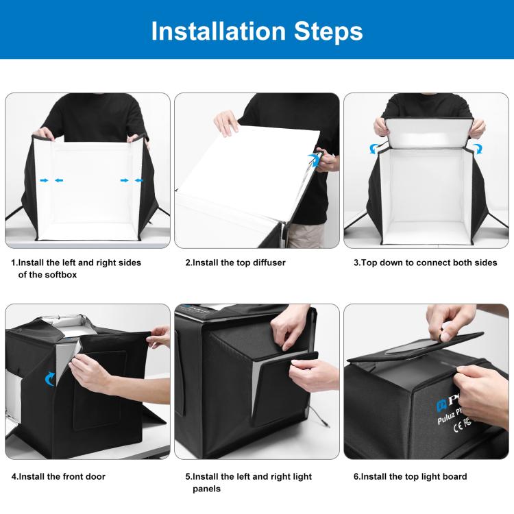 PULUZ 40cm składany namiot studyjny 72W 5500K Soft Box zestaw oświetleniowy do fotografii z 4 kolorami tła
