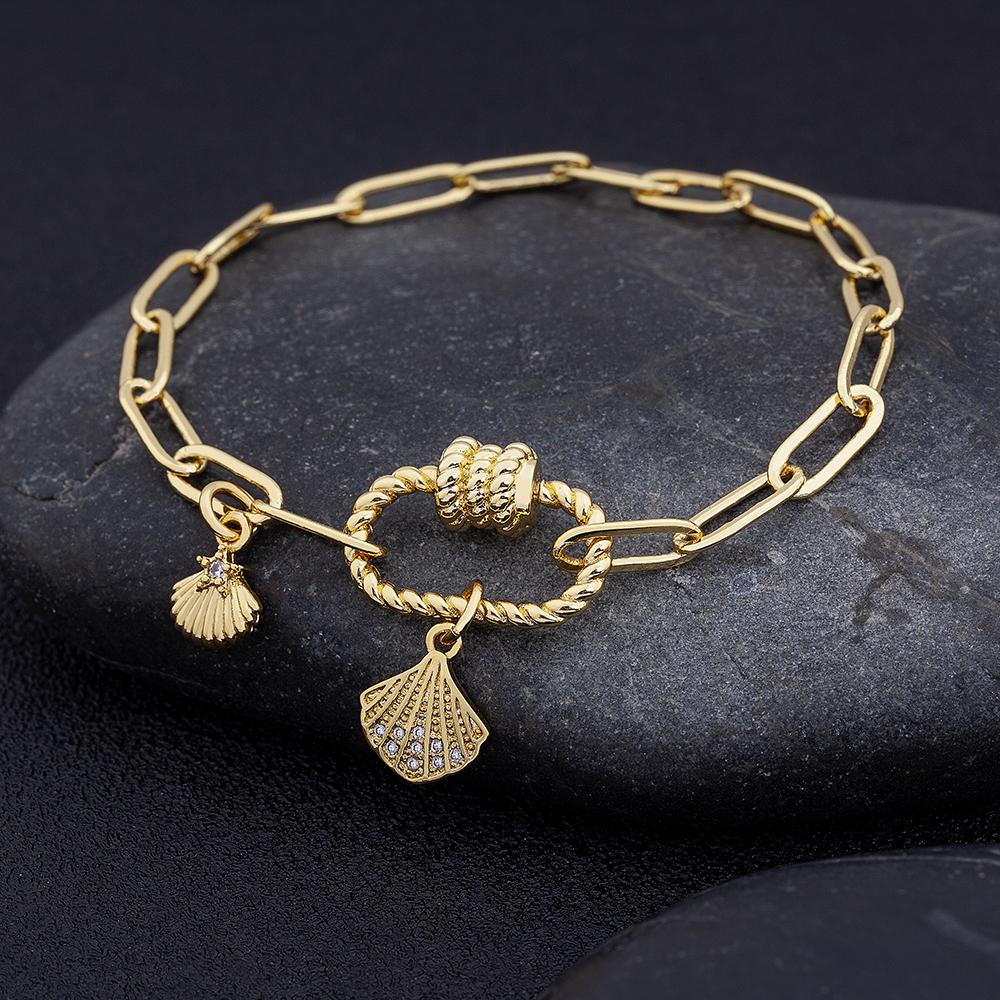Nidin 17 Styles Light Luxury Copper Zircon Star Moon Pendant Bracelets For Women Men Link Chain Bracelets Geometric Jewelry