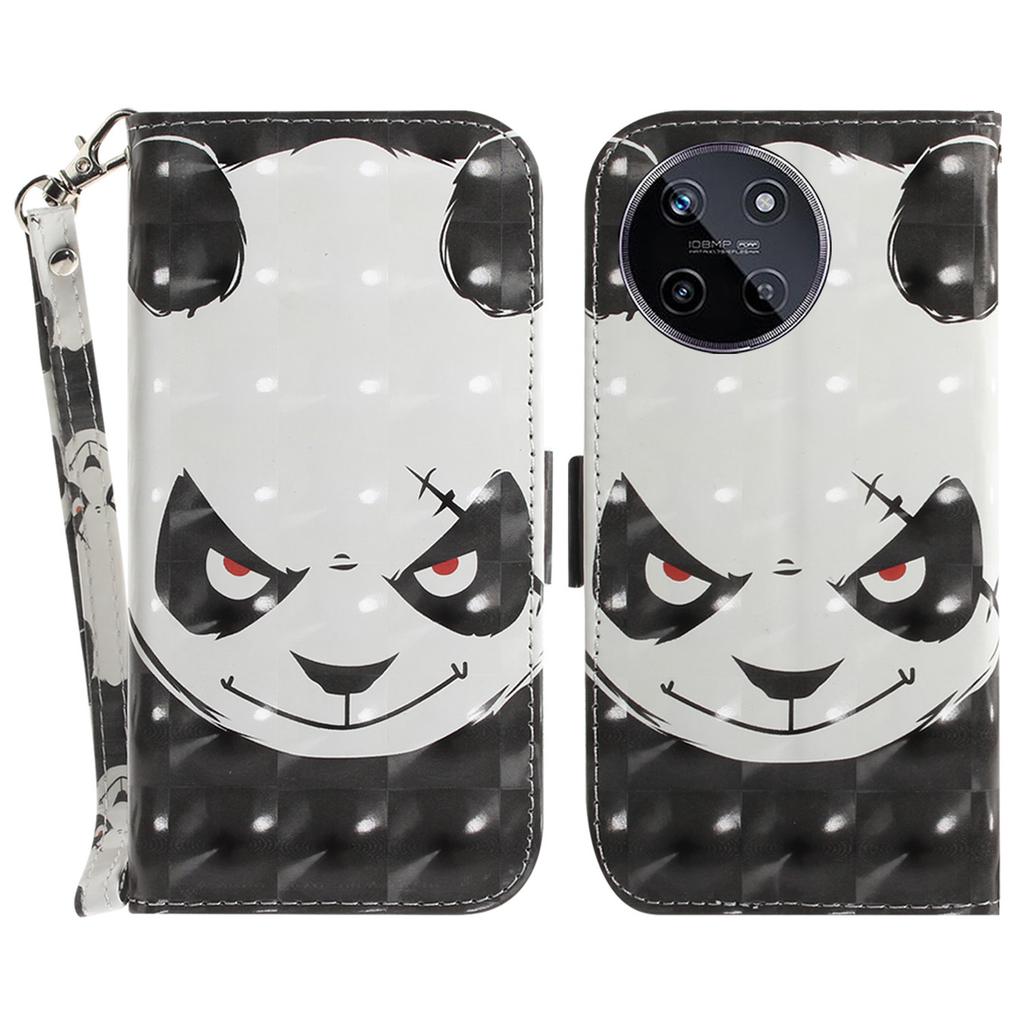 For Realme 11 4G (159.9x73.3x7.95mm) Case 3D Pattern Leather Phone Cover Wallet with Strap