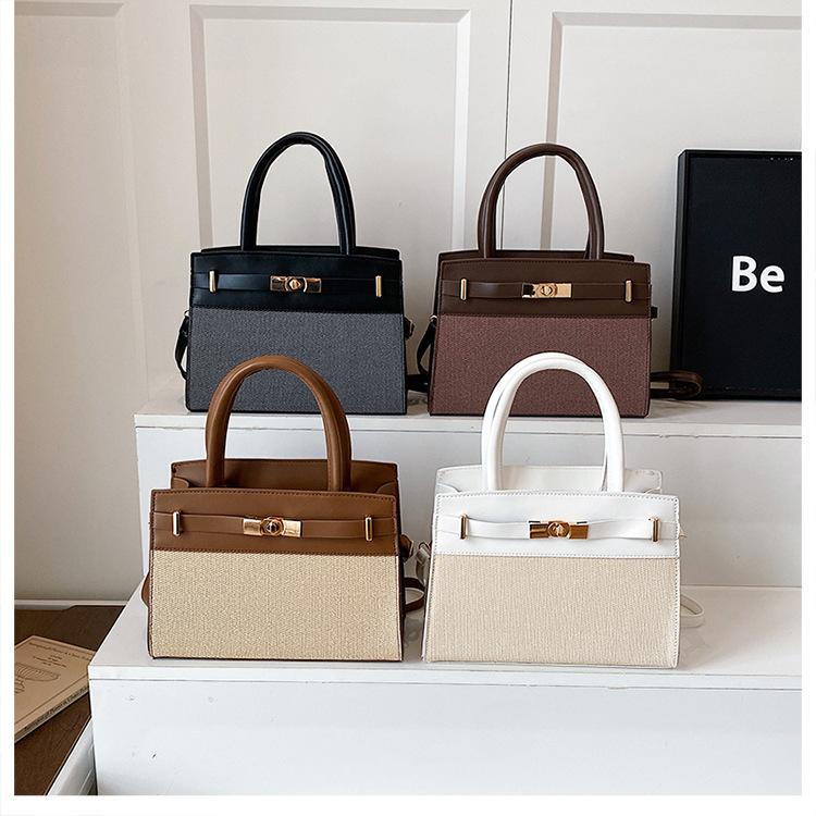 New Women Color Block Handbag Fashion Texture Crossbody Shoulder Commuter Bag CLE