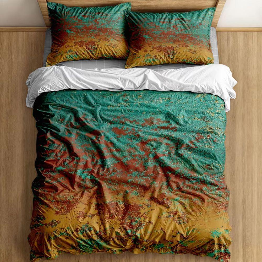 Copper Turquoise Patina Texture Duvet Cover Set King Queen Twin Single Size Duvet Cover Pillow Cases Bed Linen Set