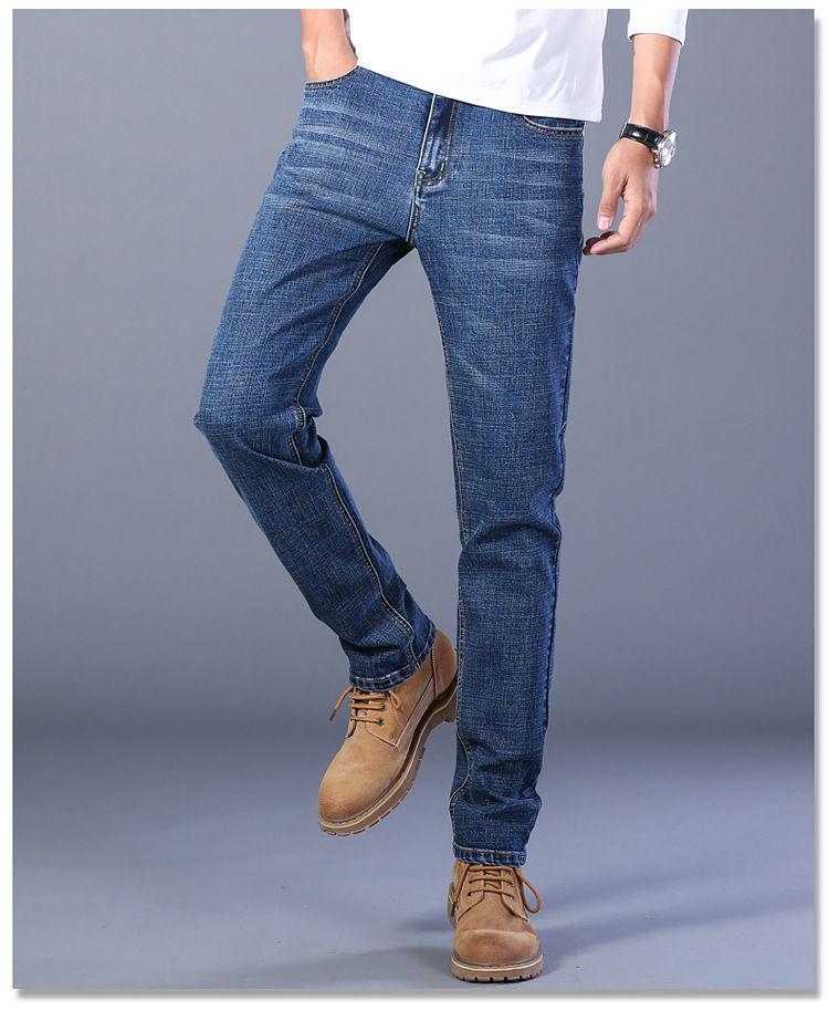 Men's Spring Straight-Leg Jeans - 500g Stretch, Loose Fit, High Waist, Youth Business Casual Style