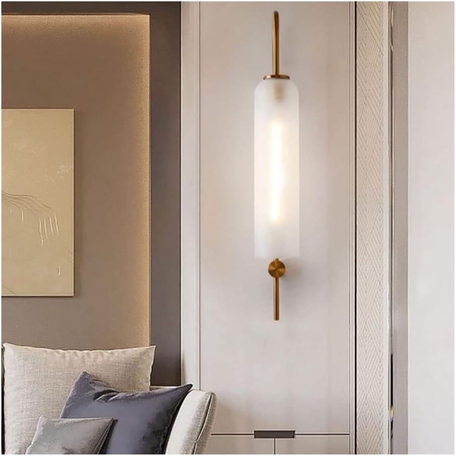 

Mid-Century Modern Wall Sconce, Frosted Gray Glass & Gold Long Arm Wall Light, E26 Base, for Bedroom, Living Room(White) зелёный