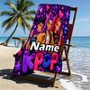 Asciugamano da Spiaggia Personalizzato con Nome KPop Hunters Print, per Viaggio Campeggio Festa in Spiaggia Decorazione Casa, Regalo di Compleanno per Famiglia e Amici