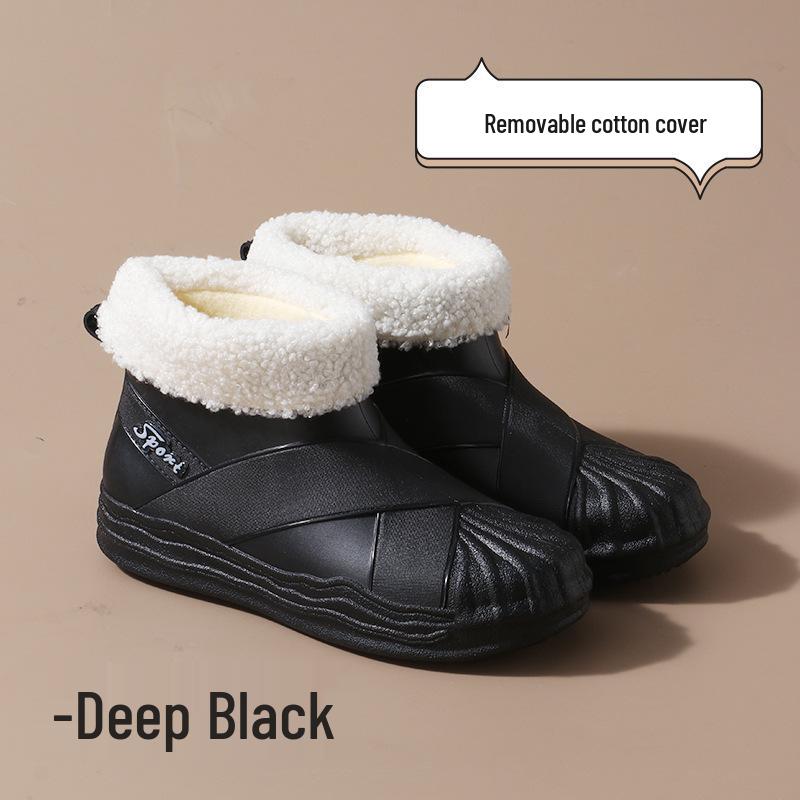Women's Fashionable Short Ankle Rain Boots with Cotton Velvet Liner - Non-slip, Low Cut, Warm Rubber Shoes