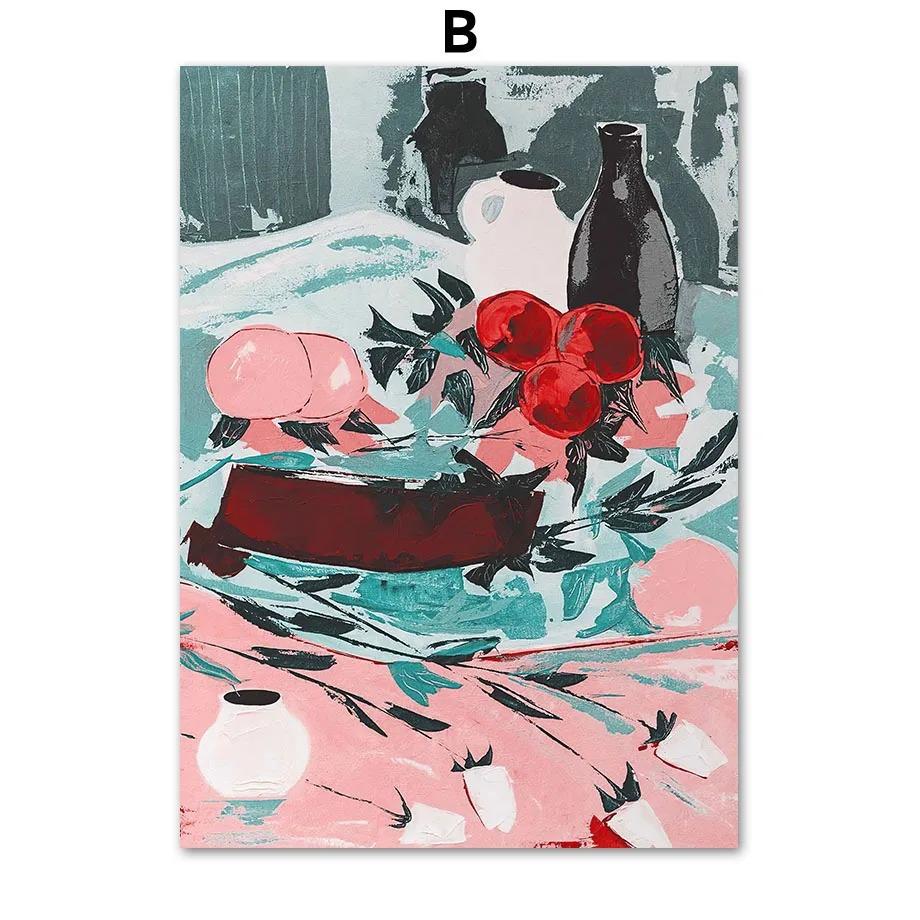 Nordische Retro Ästhetik Heimdekoration Wandkunst Blume Leinwand Ölgemälde