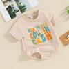 Baby Girls and Boys Romper Round Neck Short Sleeve Letter Print Jumpsuit Newborn Toddler Summer Outfits