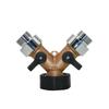 Brass 2-Way Garden Tap 3/4 Female To 1/2 3/4 Y Irrigation Valve Water Splitter Quick Connector Garden 1 Set
